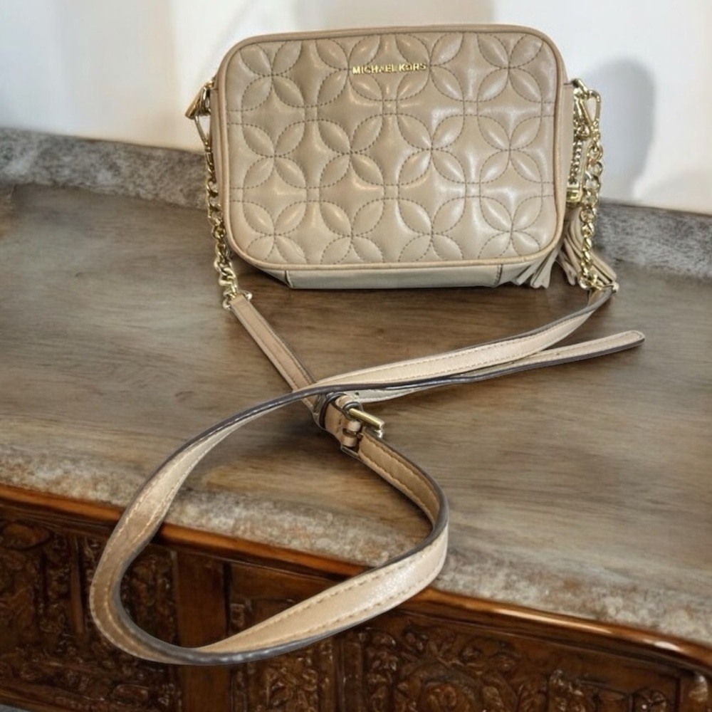 VNTG MK Michael Kors Crossbody SHOULDERBAG tan leather